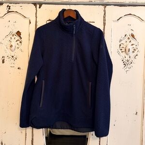 Helly Hansen Dark Navy Fleece asymmetrical quarter zip Pullover sz L